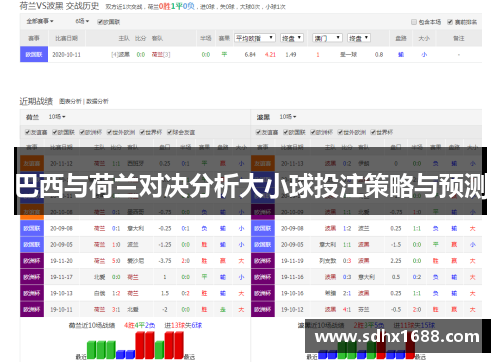 巴西与荷兰对决分析大小球投注策略与预测
